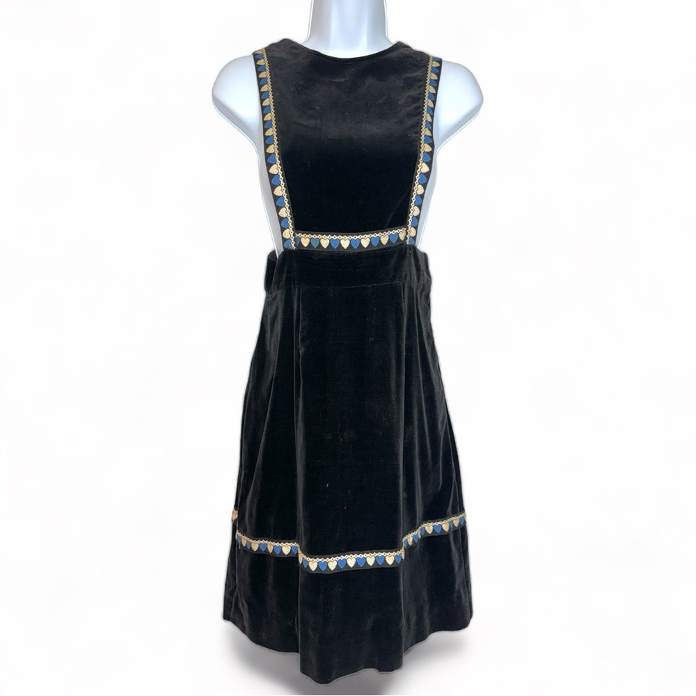 VINTAGE 60s-70s Velvet Heart Babydoll Dress, Milkmaid Cottagecore Kindercore